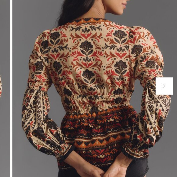 FARM Rio Long-Sleeve V-Neck Printed Blouse - Picture 2 of 9